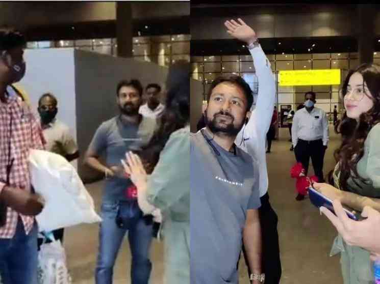 VIDEO: Janhvi Kapoor prevents drama after staff member pushes phone from fan trying to take selfie at Mumbai airport